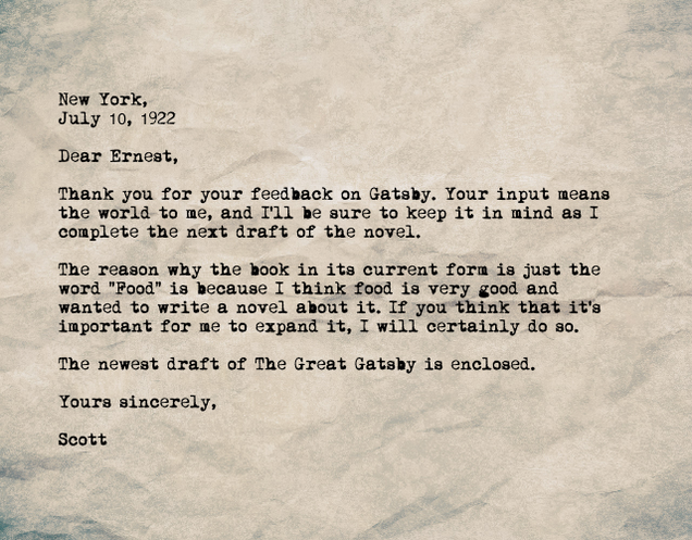 Illustration for article titled Amazing: Check Out These Letters Between Ernest Hemingway And F. Scott Fitzgerald